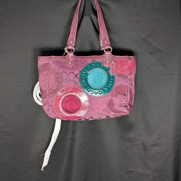Coach Magenta Purple /Teal Signature Tote Patchwork Vintage RARE - Picture 11 of 11